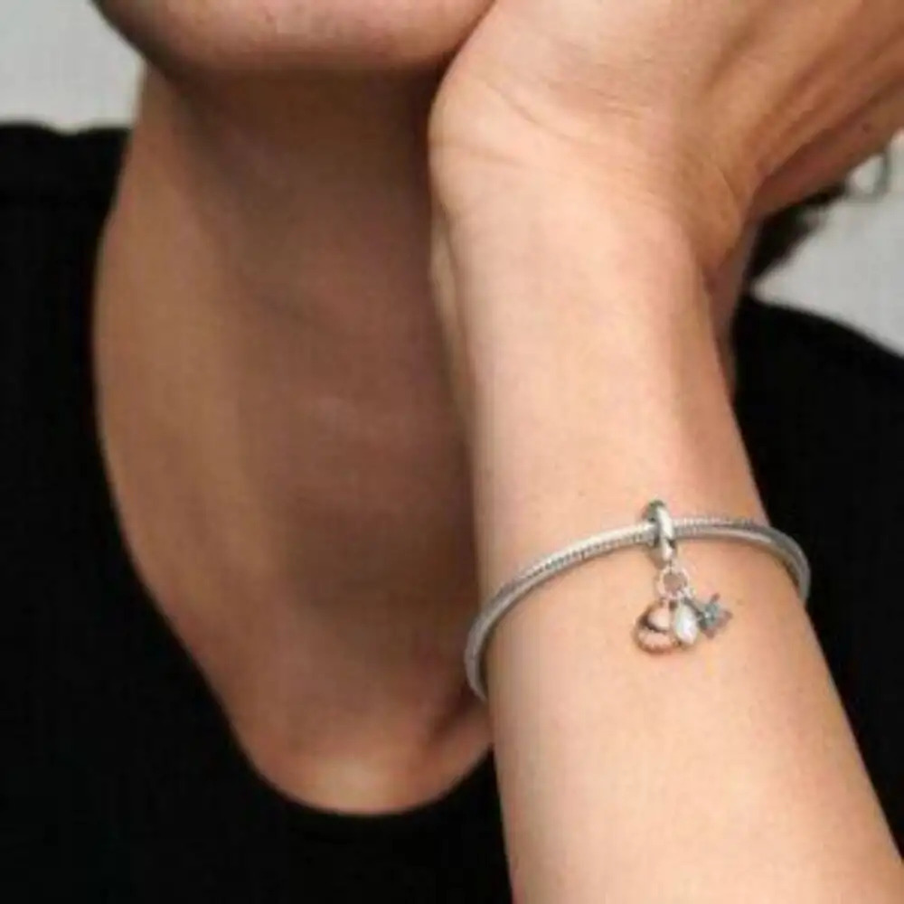 Pandora Freshwater Cultured Pearl, Starfish & Shell Triple Dangle Charm View 2